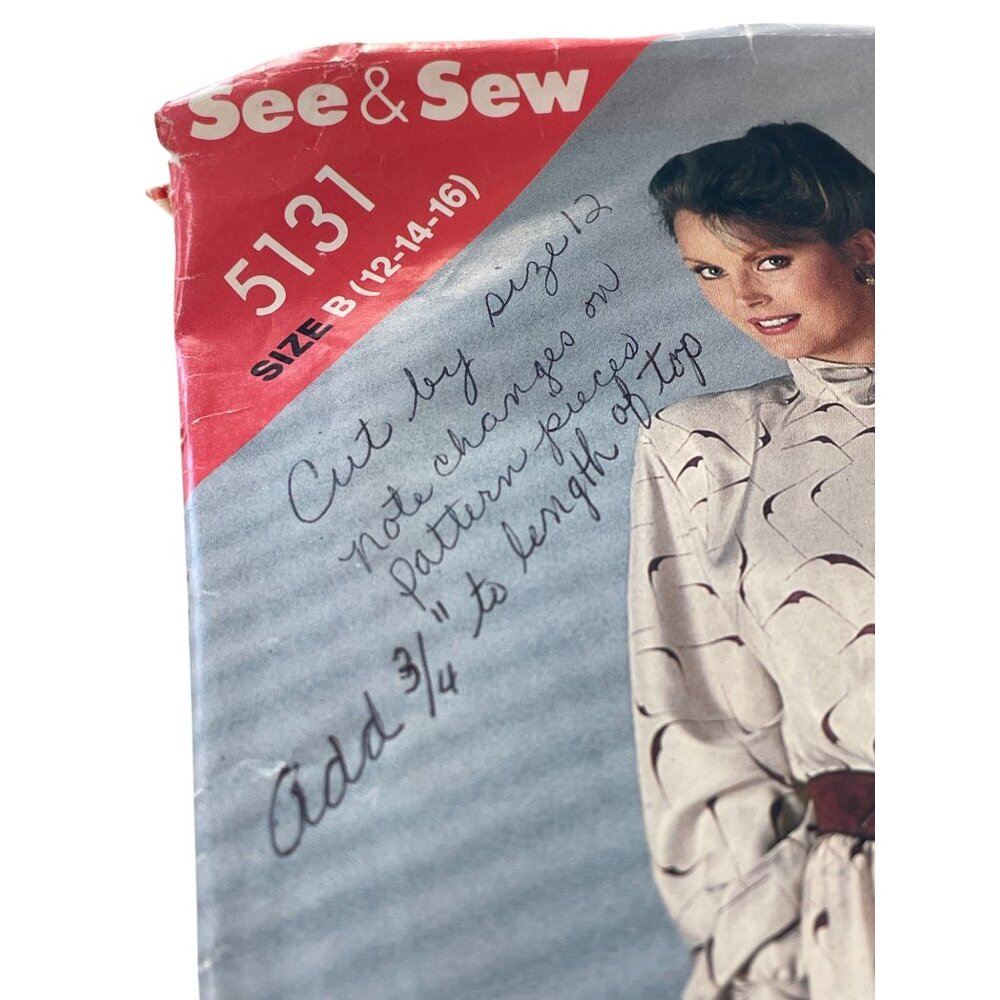 Butterick 5131 See & Sew Misses Dress Size B 12-14-16 Sewing Pattern Vintage Cut View 2